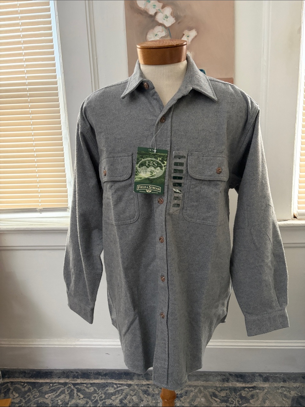 Field & Stream Gray Men's Wool-Blend Button-Down Shirt Jacket